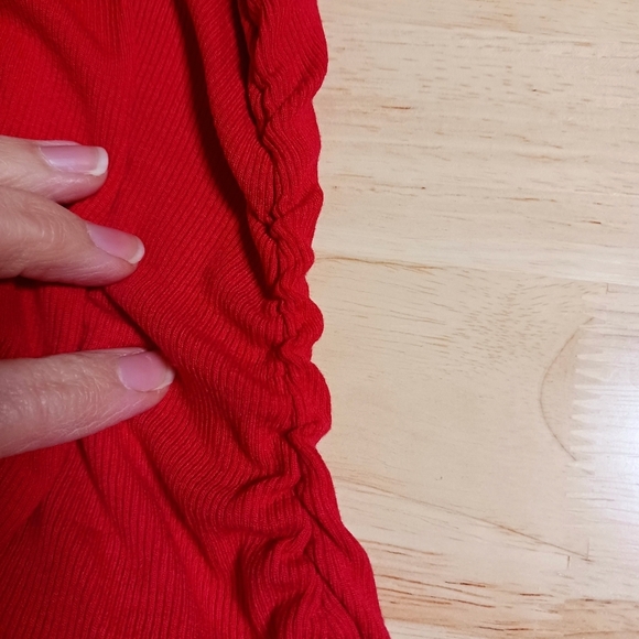 Valentines Day Red Ruched Sides Body Boat Neck Body Con Dress Size Medium - Picture 8 of 9